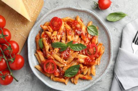 Bowl of freshly made tomato pasta