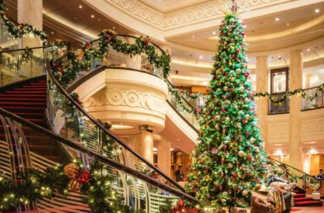 Christmas decorations aboard Queen Mary 2