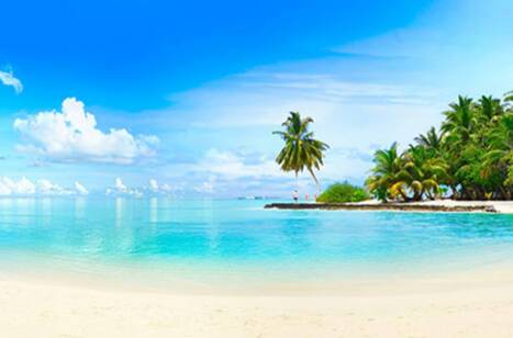 A panoramic view of an island in the Caribbean