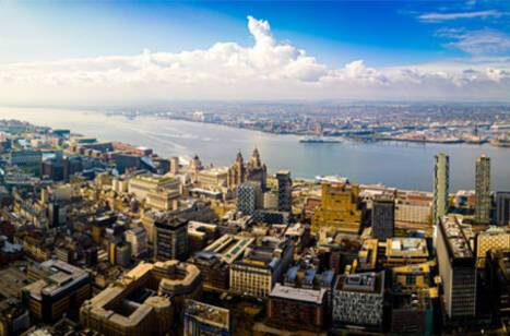 Aerial view of Liverpool City Centre