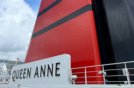The sign and red funnel on Queen Anne