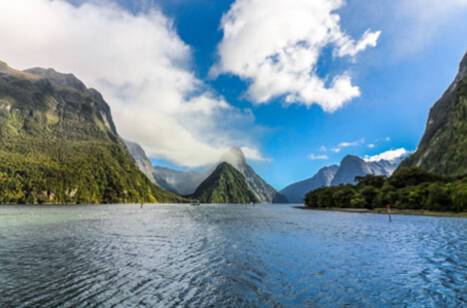 Panoramic image of Milford Sound Fjordland, New Zealand