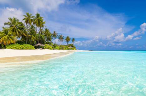 Panoramic image of Caribbean beach