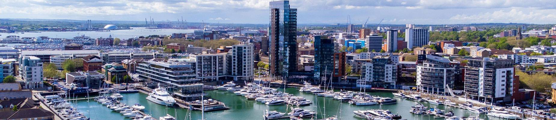 A panoramic view of Southampton port