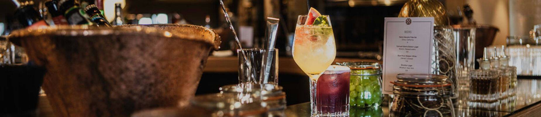 Two drinks on a bar