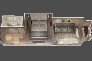 Premium Ocean View Stateroom Floorplan, Sun Princess, Princess Cruises