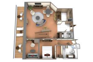Grand Wintergarden Suite ground floor plan, Seabourn Pursuit