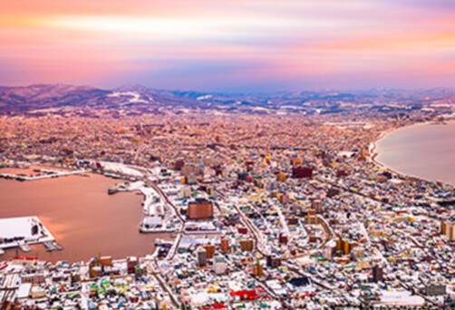 A panoramic view of Hakodate from Mount Hakodate