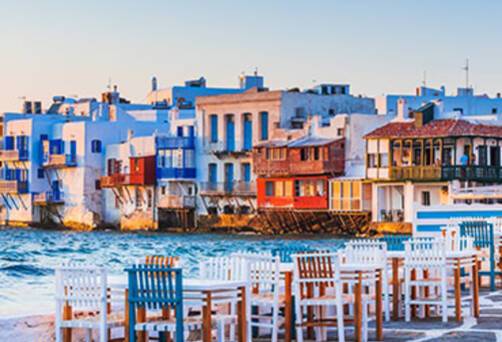 A panoramic view of Mykonos