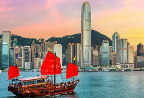 Hong Kong cityscape at sunset