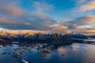 The sun rising over Svolvær
