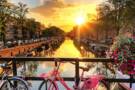 Bikes leaning against a fence in Amsterdam