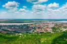 An aerial view of Silistra on the Danube River