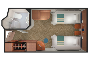 Solo Inside Stateroom Floorplan, Pride of America