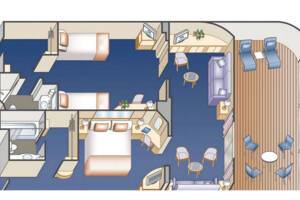 Family Suite Floorplan, Ruby Princess, Princess Cruises