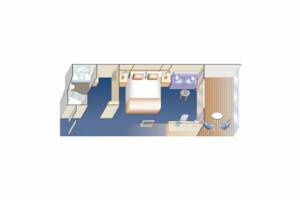 Premium Deluxe Balcony stateroom floorplan, Discovery Princess, Princess Cruises