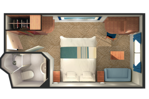 Solo Oceanview Stateroom Floorplan, Pride of America